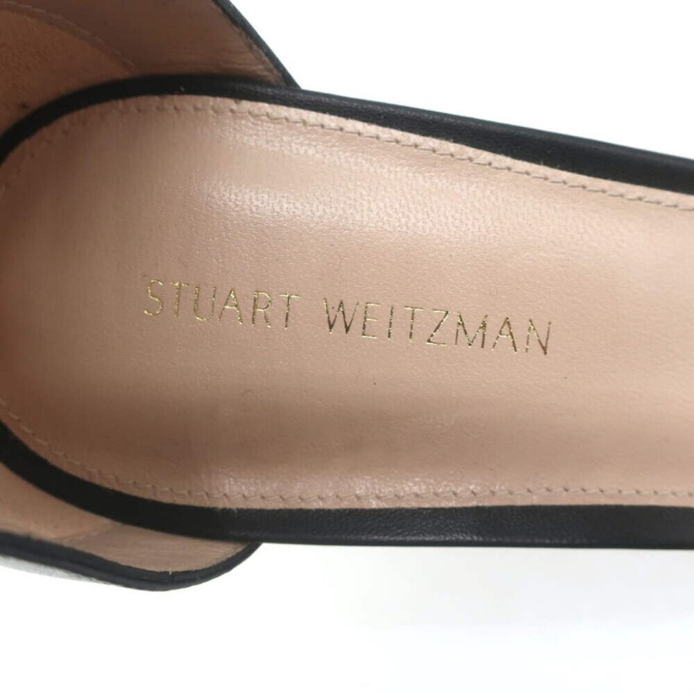 Stuart Weitzman Square Nudist Sandals Black Leather Size 9 Ankle Strap Heels NEW - Picture 8 of 10